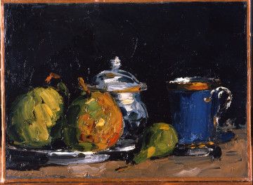 Nature morte, sucrier, poires et tasse bleue, vers 1865